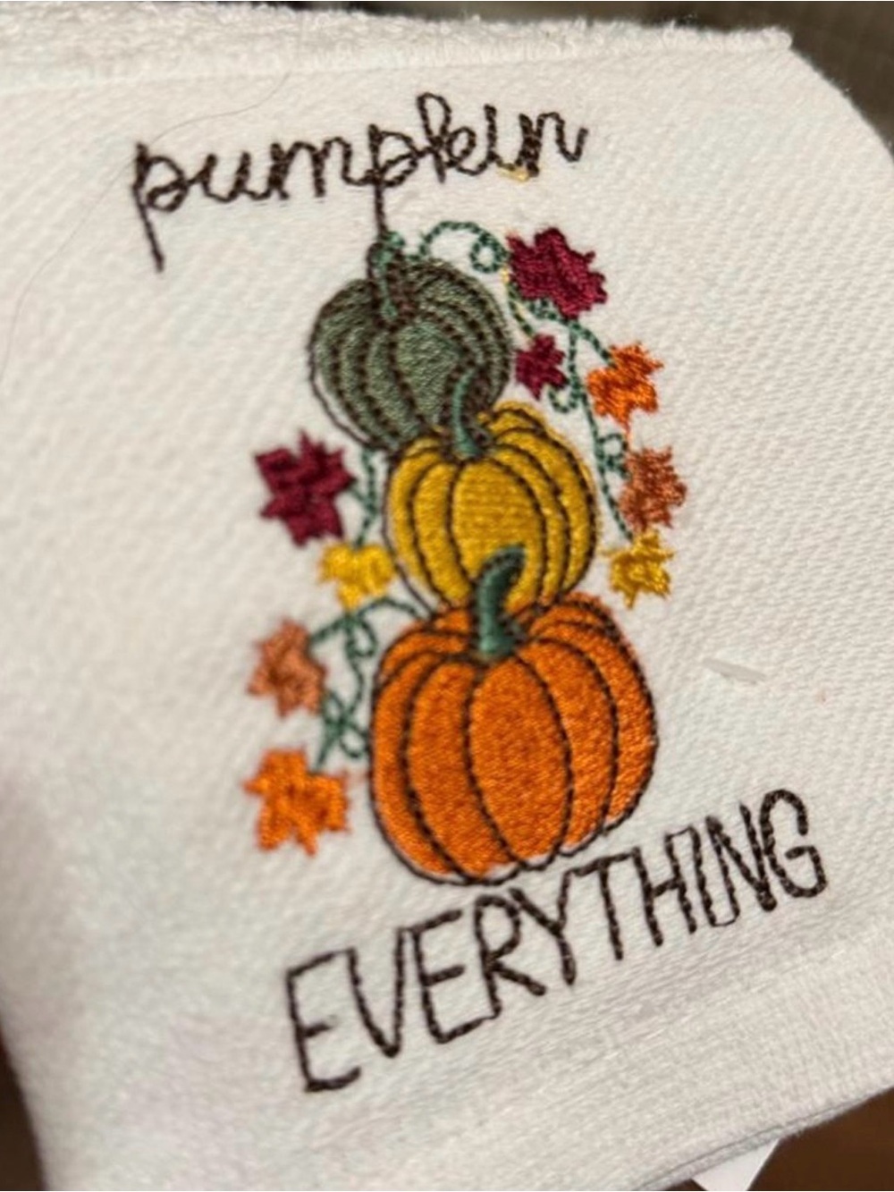 NWT Autumn Pumpkin Everything Embroidered Kitchen Towels